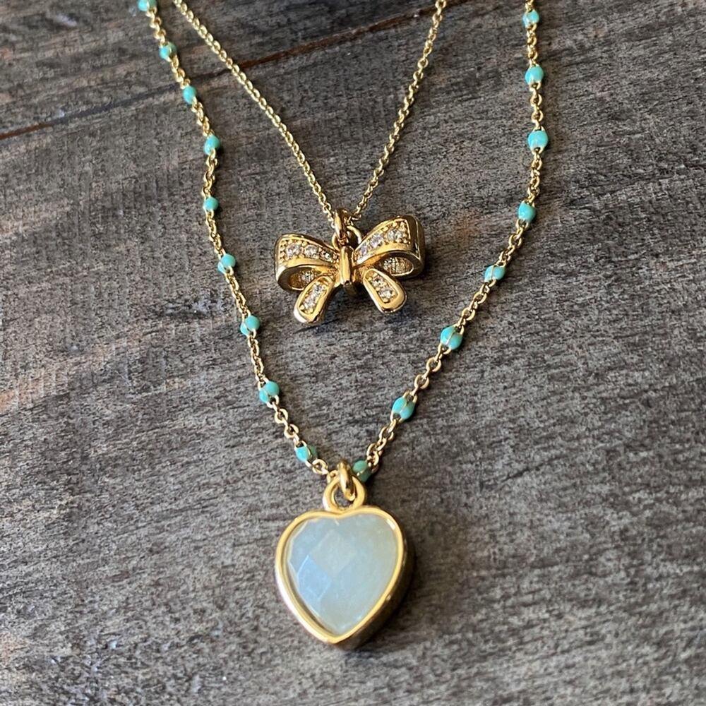 NEW FP x Luna Norte Aquamarine Bow Necklace Set